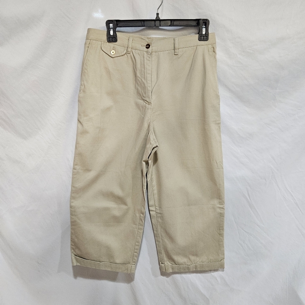 Lauren Ralph Lauren Chino Pants Women's Size 8 Beige 100% Cotton Gold Buttons